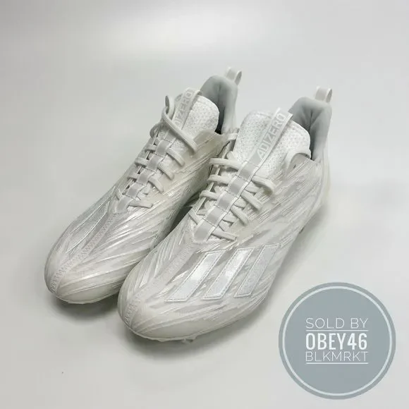 Adidas ADIZERO 12.0 Football Cleats Triple White Iridescent GX5413 Size 8.5 - Picture 2 of 6